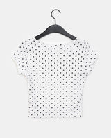 Addie Dot Button Shirring Short Sleeve T-Shirt