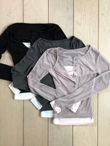 ボタンレイヤードTシャツ