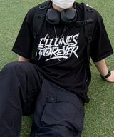 イリューネスレタリングオーバーサイズスプリットショートスリーブTシャツ