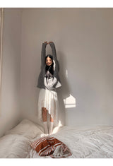 wool gray hood oversized fit knitwear