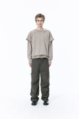DAMAGE LAYERED L/S TEE (BEIGE)