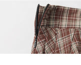 Patchwork Plaid Ruffle Asymmetric Skirt 232514150