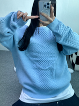 ハートエンブロイダリーニットボックスニット💙🖤🩷🤍 - 4カラーズ