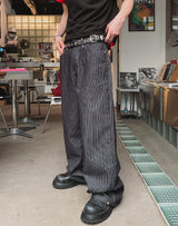 Pin stripe rivet wide denim
