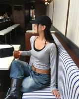 Rail Off Wide U-Neck T-Shirt