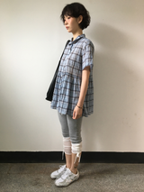 Weds check short-sleeve blouse (2color)
