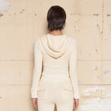Textured Knit Zip-Up Hoodie [Ivory]