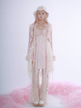 ROSE ISLANDスリムフィット ワイドレッグパンツ フローラルコットン