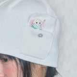 boki pocket beanie white
