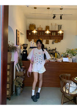 カンカンフリルホワイトデニムショートパンツ