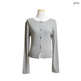 (4color) Flower Button Slim Cardigan