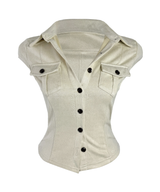 Velvet Suede Pocket Slim Shirt Top