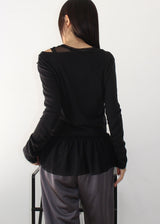 PEARL MESH SHIRRING TOP