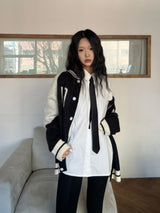 [UNISEX] 1970 バーシティカラーコンビネーション長袖オーバーフィットニットカーディガン (3 colors)