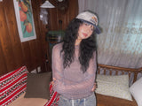 (3color) Wave Half-Neck Check Sheer Tee