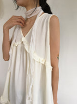 Shoto Deep-V Ruffled Layered Sleeveless Blouse