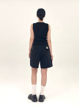 3RD リオーダーヒップポケット刺繍ブラックデニムショーツ ロング code 25106