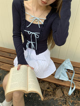strap lace-up long-sleeved inner two-piece