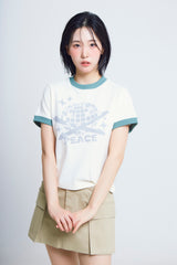ユニバーサルプリント ½Tシャツ (ivory/green)