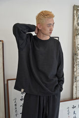 HEAVY-TERRY BALLOON SWEAT BOX TEE (Charcoal)