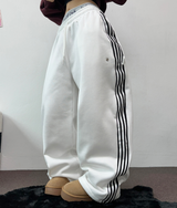 FLEECE❤TRACK LINE 3 LINE LONG PANTS ❤🖤🤍💙🩶5COLOR