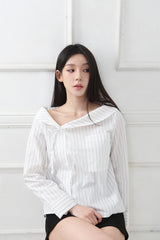 Stripe Offshoulder Blouse_white