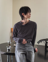 Trav Diagonal Henley Neck Long Sleeve T-shirt