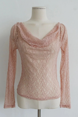 COWL-NECK LACE TOP (BLACK)