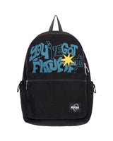 Printed Twill Pocket Backpack (Black)