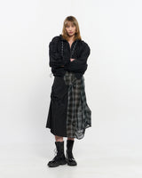Neck Shirring Hooded Windbreaker _ BLACK