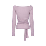 WRAP TIE BOATNECK TOP_Lavender