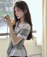 [ office look🖤 ] エロオフタイロールアップ sh / トップ