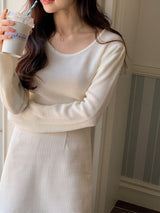 Basic U-neck Rib Puff Knit (5color)