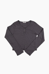 Bane stripe henley crop tee
