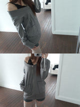 V neck hood zipup