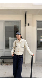 Gold button quilting jacket cardigan