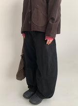 Billet Buckle Stitch Curved Balloon Pants