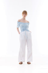 BIJOU PPINTUCK BANDING PANTS / WHITE