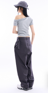 Carlyle belted pin-tuck wide chino pants