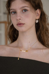 Gold heart point drop chain necklace
