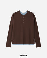 Rib Layered Henley Long Sleeve