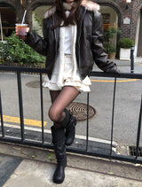Kati Real Raccoon Fur Leather Jacket