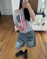 [Unisex] Bermuda denim pants