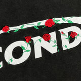 "FLOWER" PRINTED WITH EMBROIDERY S/S T-SHIRT