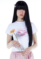 ビンテージグロッシーFakiiiロゴTシャツ_ホワイト