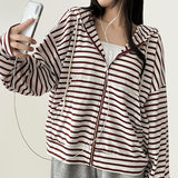 Itta Overfit Stripe Dangara Hooded Zip-Up