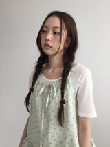 Floral ribbon sleeveless top (2color)