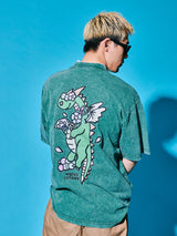 サクラアニマルズグリーンデニムウォッシュドTシャツ (パズルボブル)