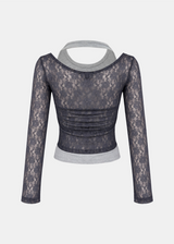 Double Neck Sheer Lace Top