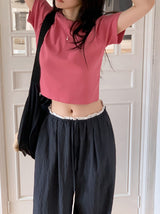 NDベーシックリブクロップショートスリーブTシャツ(6color)